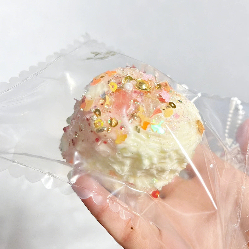 クリーミーイエローシリーズ-食品グレードシリコーン-金箔とラメ装飾-手作り-食品用袋包装-中華風-押しつぶしおもちゃ-ストレス解消おもちゃ スクイーズ 泥 風 おもちゃ もちもち アクセ