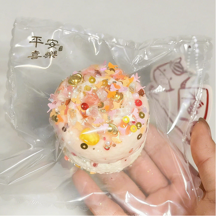 クリーミーイエローシリーズ-食品グレードシリコーン-金箔とラメ装飾-手作り-食品用袋包装-中華風-押しつぶしおもちゃ-ストレス解消おもちゃ スクイーズ 泥 風 おもちゃ もちもち アクセ