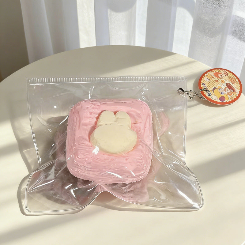 食品グレ-ドシリコ-ン-ソフトでゆっくりと元に戾る食べ物シミュレ-ショントイ、超ふわふわてたまらないゲ-キスクイズストレス解消おもちや-うさぎヨーグルトブロック スクイーズ