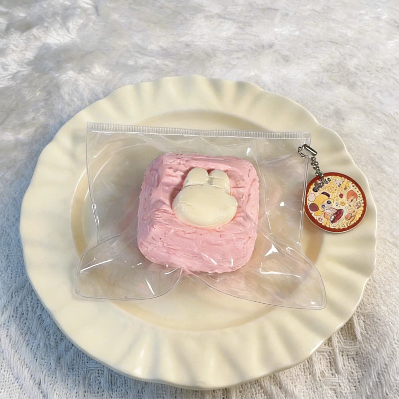 食品グレ-ドシリコ-ン-ソフトでゆっくりと元に戾る食べ物シミュレ-ショントイ、超ふわふわてたまらないゲ-キスクイズストレス解消おもちや-うさぎヨーグルトブロック スクイーズ