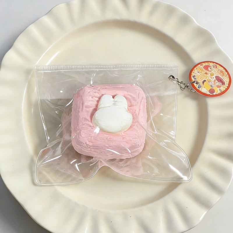 食品グレ-ドシリコ-ン-ソフトでゆっくりと元に戾る食べ物シミュレ-ショントイ、超ふわふわてたまらないゲ-キスクイズストレス解消おもちや-うさぎヨーグルトブロック スクイーズ