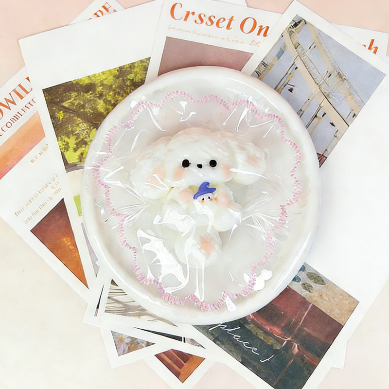 大きな耳の犬-クリーム感食品グレードシリコーン-柔らかくふわふわ-手作り-交換用袋を1つプレゼント-ストレス解消おもちゃ-縫い目付き袋デザイン やわやわ 袋 萌え グッズ