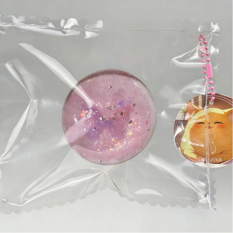 透明ピンクの蝶々大福-食品グレードシリコーン-手作り-スパークリング-食品用袋包装-押しつぶしおもちゃ-ストレス解消おもちゃ 大福 シリーズ バブルランド  スクイーズ おもちゃ もちもち アクセ