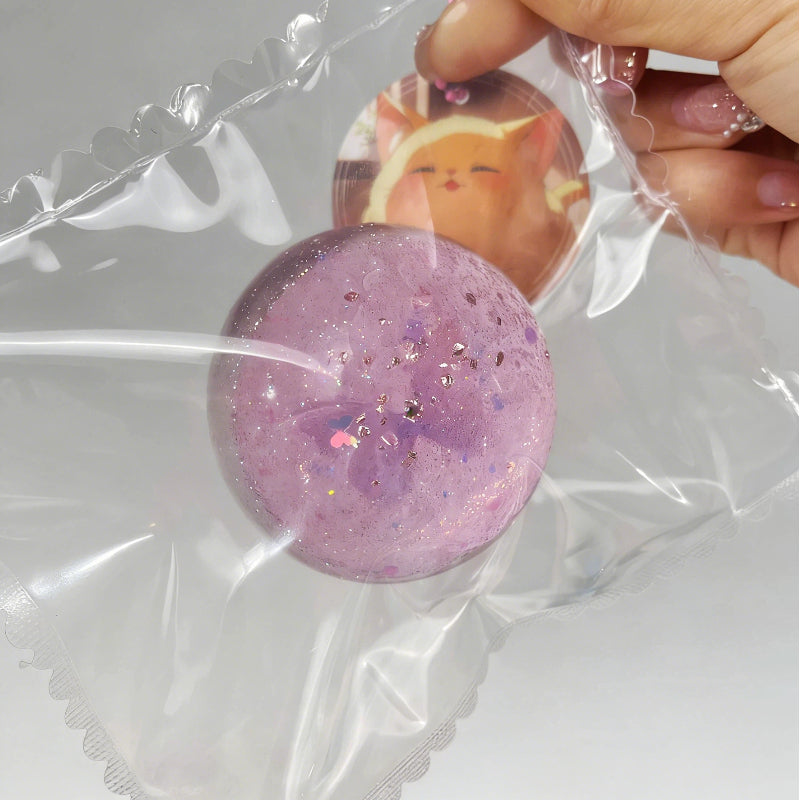 透明ピンクの蝶々大福-食品グレードシリコーン-手作り-スパークリング-食品用袋包装-押しつぶしおもちゃ-ストレス解消おもちゃ 大福 シリーズ バブルランド  スクイーズ おもちゃ もちもち アクセ