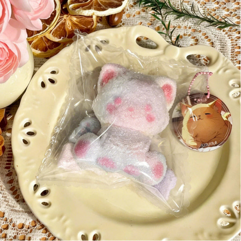 クリーム色の垂れ耳ウサギ-食品用シリコーン-柔らかくふわふわ-手作り-交換用袋を1つプレゼント-ストレス解消おもちゃ-押しつぶしおもちゃ ン 萌え ミニ スクイ トロトロ スクイーズ おもちゃ もちもち アクセ