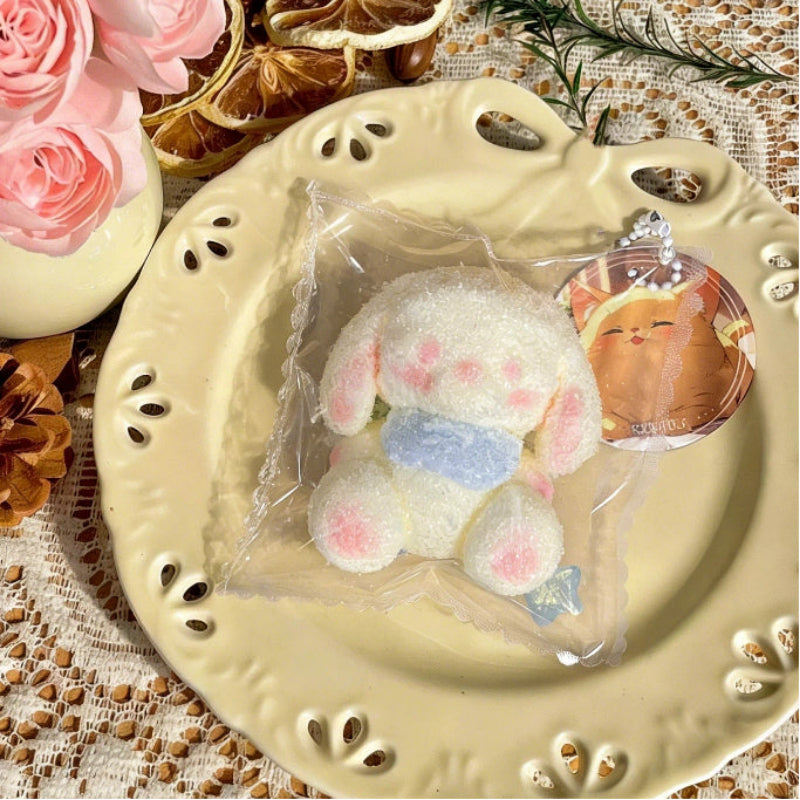 クリーム色の垂れ耳ウサギ-食品用シリコーン-柔らかくふわふわ-手作り-交換用袋を1つプレゼント-ストレス解消おもちゃ-押しつぶしおもちゃ ン 萌え ミニ スクイ トロトロ スクイーズ おもちゃ もちもち アクセ