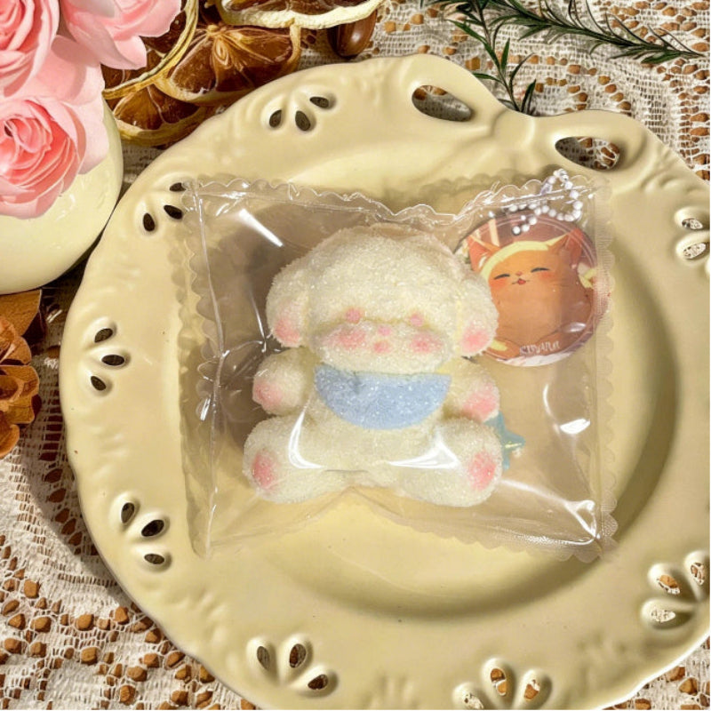 クリーム色の垂れ耳ウサギ-食品用シリコーン-柔らかくふわふわ-手作り-交換用袋を1つプレゼント-ストレス解消おもちゃ-押しつぶしおもちゃ ン 萌え ミニ スクイ トロトロ スクイーズ おもちゃ もちもち アクセ