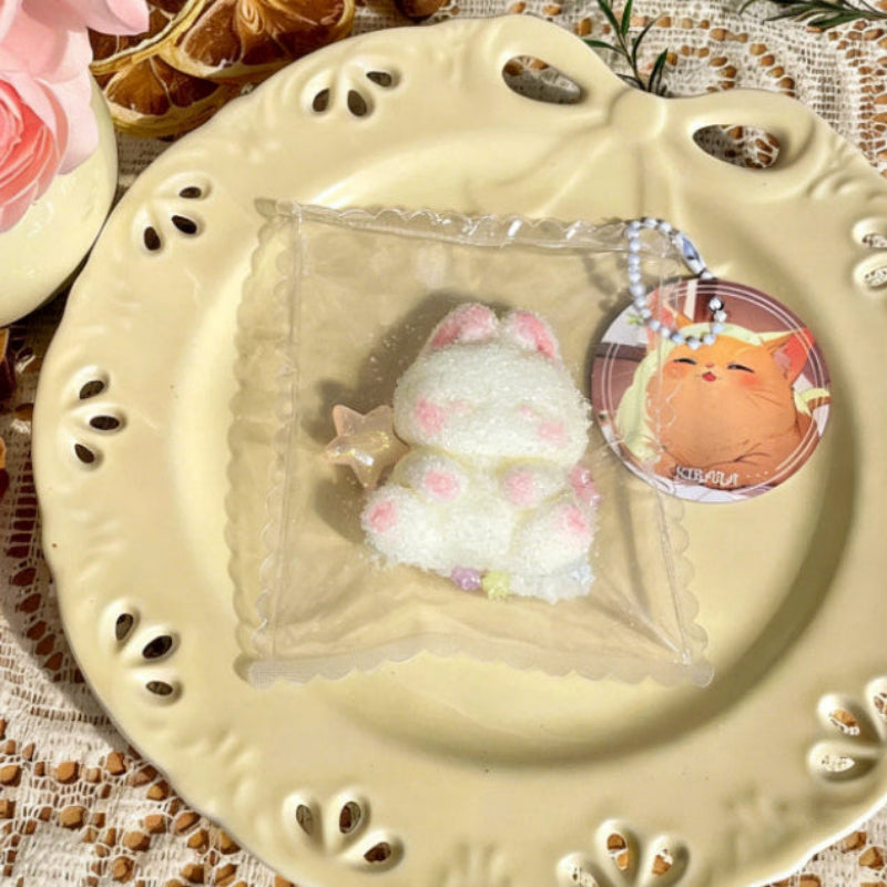 クリーム色の垂れ耳ウサギ-食品用シリコーン-柔らかくふわふわ-手作り-交換用袋を1つプレゼント-ストレス解消おもちゃ-押しつぶしおもちゃ ン 萌え ミニ スクイ トロトロ スクイーズ おもちゃ もちもち アクセ