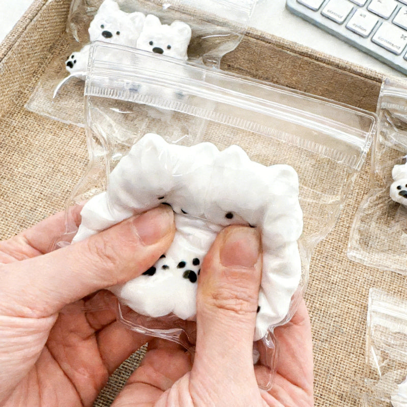 双子の子犬-クリーム感食品グレードシリコーン-柔らかくふわふわ-手作り-交換用袋を1つプレゼント-ストレス解消おもちゃ やわやわ 袋 萌え スクイーズ おもちゃ もちもち アクセ