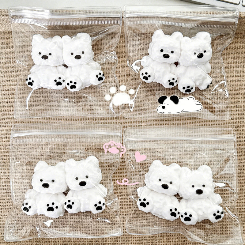 双子の子犬-クリーム感食品グレードシリコーン-柔らかくふわふわ-手作り-交換用袋を1つプレゼント-ストレス解消おもちゃ やわやわ 袋 萌え スクイーズ おもちゃ もちもち アクセ