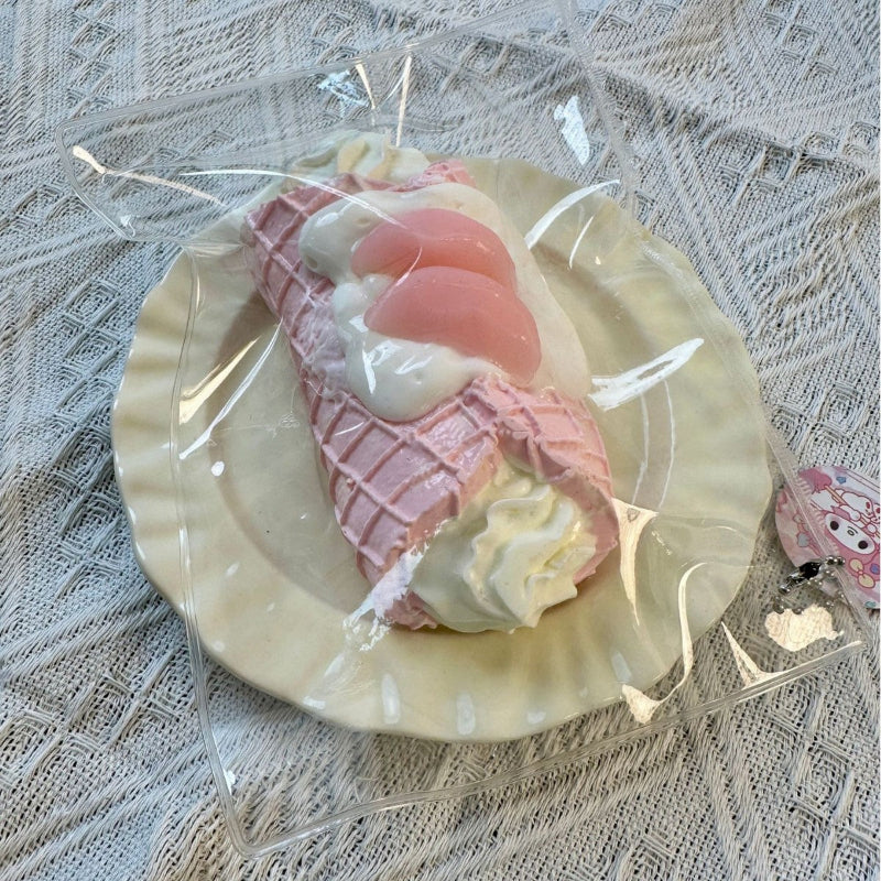 食品グレ-ドシリコ-ン-ソフトでゆっくりと元に戾る食べ物シミュレ-キスクイズストレス解消おもちや-ピーチクリームサンドロールケーキ