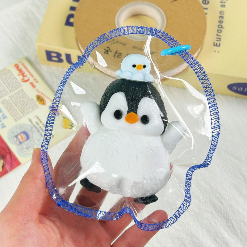 かわいいペンギン-クリーム感食品グレードシリコーン-柔らかくふわふわ-手作り-ストレス解消おもちゃ-縫い目付き袋デザイン 萌え グッズ