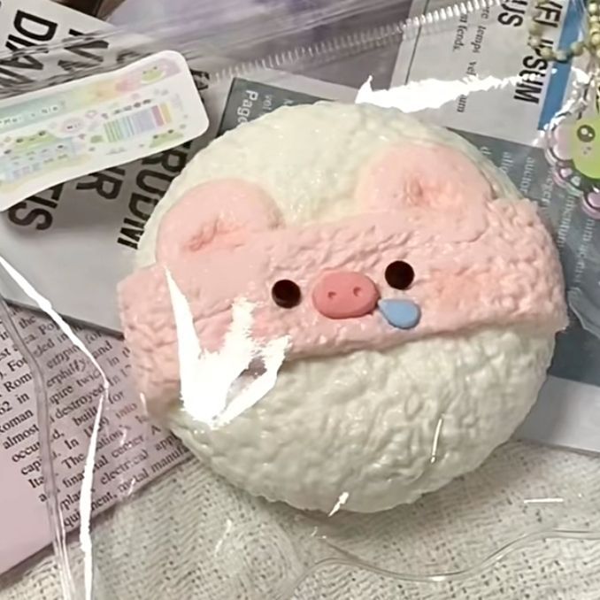 ブタのパフ-クリーム感食品グレードシリコーン-柔らかくふわふわ-手作り-ストレス解消おもちゃ 萌え グッズ