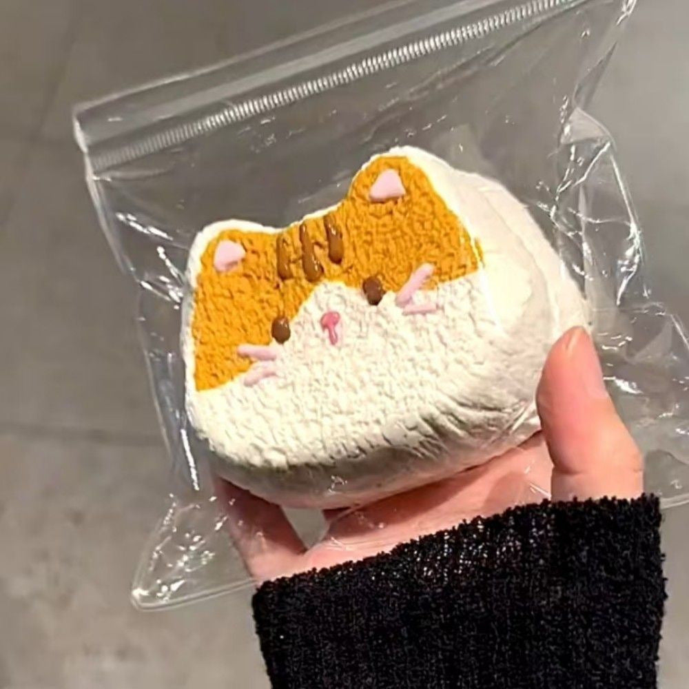 かわいいオレンジ猫-クリーム感食品グレードシリコーン-柔らかくふわふわ-手作り-ストレス解消おもちゃ スクイ