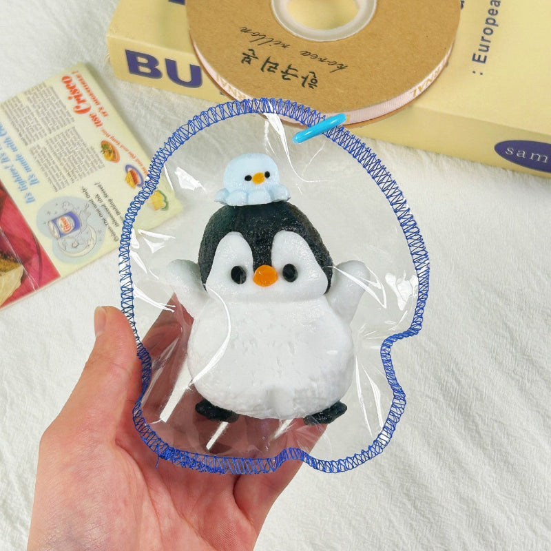 かわいいペンギン-クリーム感食品グレードシリコーン-柔らかくふわふわ-手作り-ストレス解消おもちゃ-縫い目付き袋デザイン 萌え グッズ
