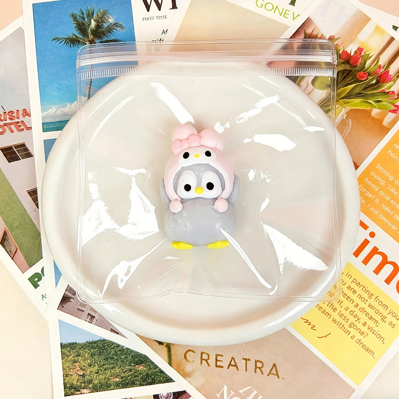 かわいいペンギン-クリーム感食品グレードシリコーン-柔らかくふわふわ-手作り-交換用袋を1つプレゼント-ストレス解消おもちゃ-縫い目付き袋デザイン やわやわ 袋 萌え
