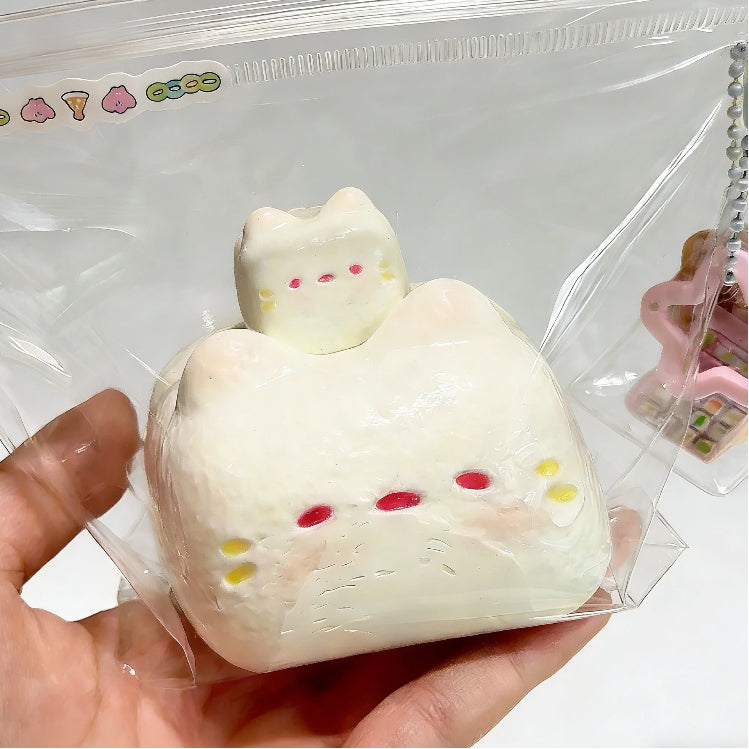 かわいいかわいい大きな猫＋小さな猫-クリーム感食品グレードシリコーン-柔らかくふわふわ-手作り-ストレス解消おもちゃ 萌え グッズ パンスクイーズ